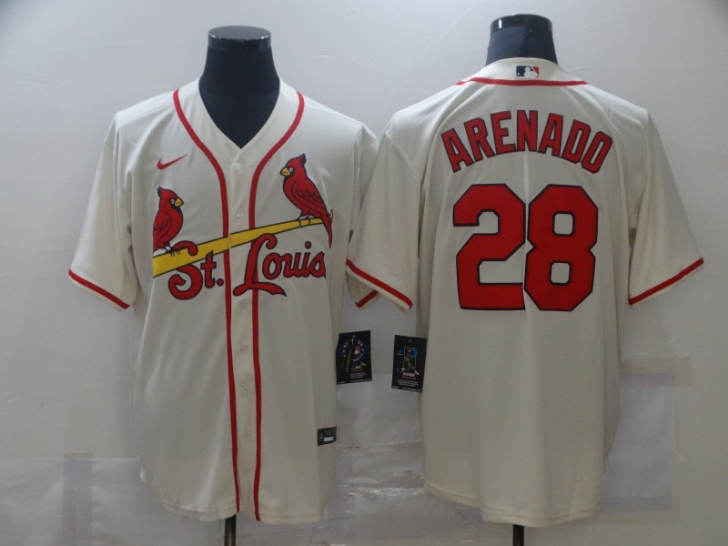 Men's St. Louis Cardinals Nolan Arenado #28 Beige Baseball Jersey